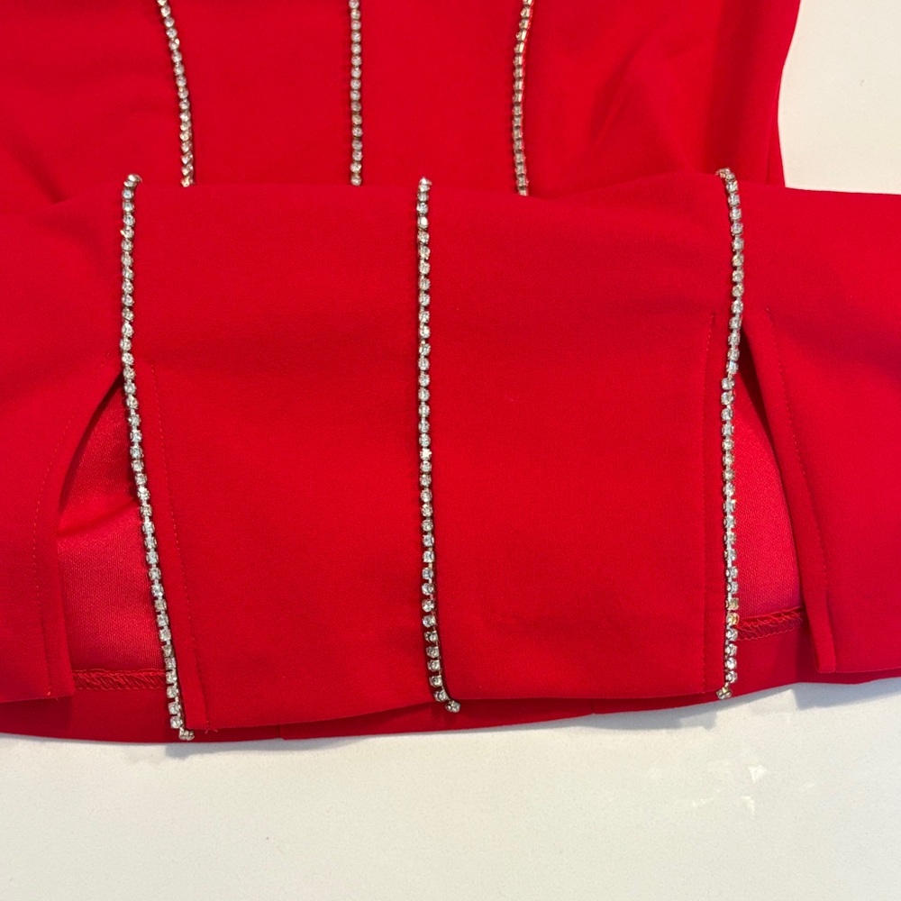 Red Dress with Rhinestone Detailing - Picture 2 of 2
